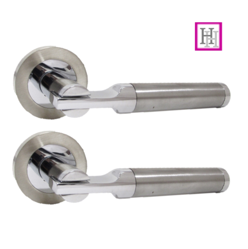 Serozzetta Door Handle + Tub Latch Straight Lever On Rose chrome Silver satin - Picture 3 of 10