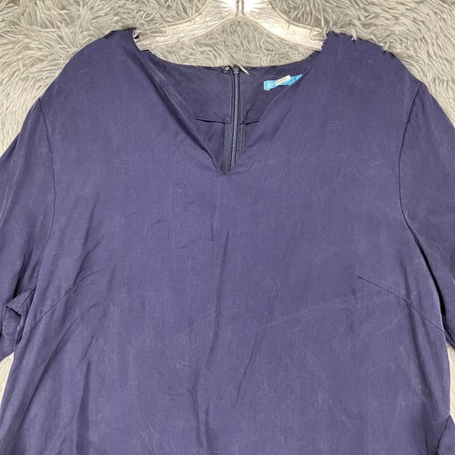 J. McLaughlin Shift Dress Women's Xl Navy Blue Tie Waist V-Neck Preppy Lyocell - Picture 2 of 10