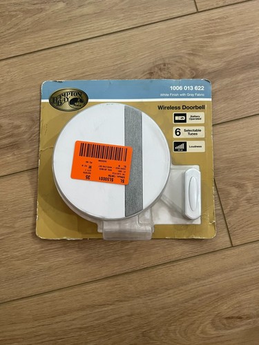 Kit de timbre de puerta inalámbrico enchufable Hampton Bay en blanco con tela gris