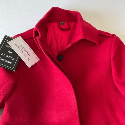 Josephine Long Wool Coat Womens Size S Red Long Sleeve Lined Pockets Button - Picture 13 of 23