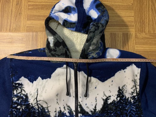 Tolle Vintage Wolf Fleece Zip Jacke Animal Print Fleece Teddy Gr. M/L - Bild 9 von 12