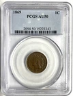 1869 Indian Head Cent, AU50 PCGS (8166)