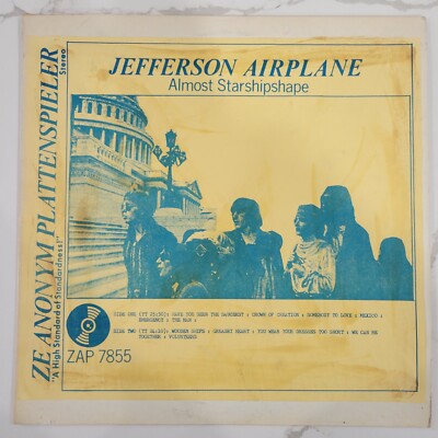 米LP Jefferson Airplane Almost Starshipshape ZAP7855 ZE ANONYM PLATTENSP /00260 Jefferson Airplane - Almost Starshipshape - RARE Live Vinyl