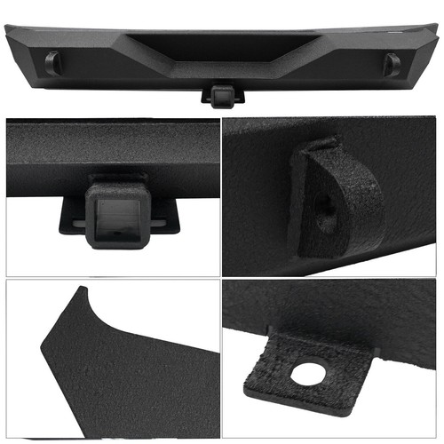 Rear Bumper for Jeep Wrangler TJ YJ 1987-2006 w/2" Hitch Receiver D-Rings Black - Picture 12 of 18