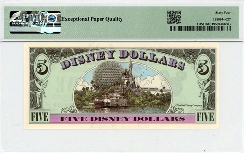 Dólar Disney 1993 $5 PMG 64 EPQ (dis31) - Imagen 2 de 2
