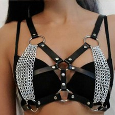 Women PU Leather Harness Belt Chest Bondage Garter Suspender Straps Costume US