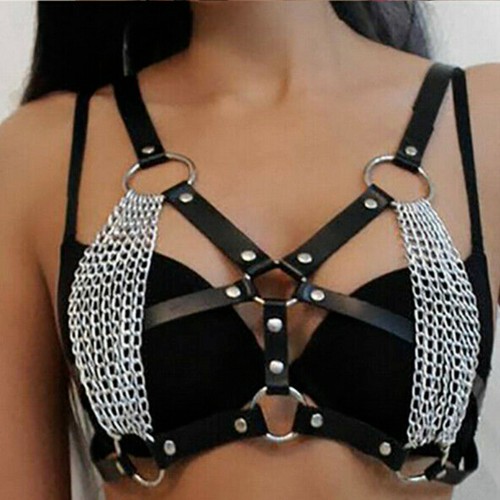 Damen PU Leder Harness Gürtel Brust Bondage Strumpfband Strapshalter Kostüm USA