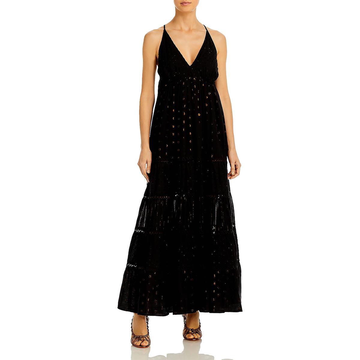 PQ Swim Женское длинное повседневное платье макси Amelie из черного хлопка XS/S BHFO 7402