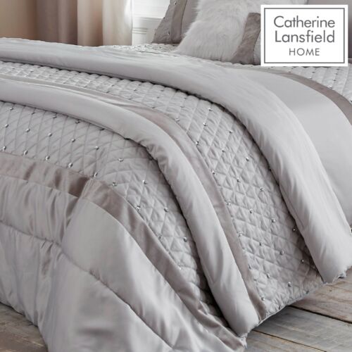 Catherine Lansfield Sequin Cluster Luxury Duvet Cover Bedroom Collection Silver - Picture 5 of 43