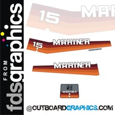Mariner 15hp rainbow outboard engine decals/sticker kit - 20 25 & 40hp available