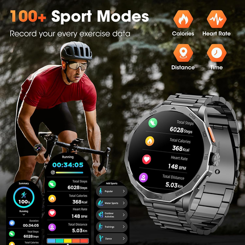 Military Smart Watch for Men 1.85" HD Ultra Screen Touch Screen 710Mah Battery S - Picture 8 of 9