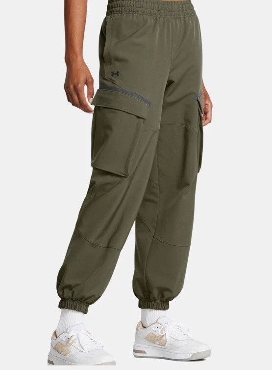 Under Armour Women's Unstoppable Hybrid Cargo Pants Green 1387251 390 MSRP $110