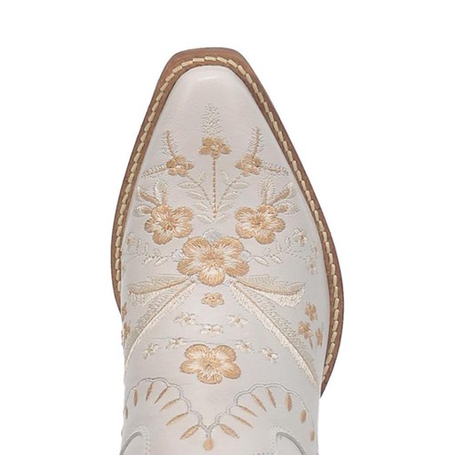 BOTAS OCCIDENTALES DINGO DAMAS PRÍMULA BORDADO FLORAL BLANCAS DI748 7,5 M NUEVAS - Imagen 6 de 8