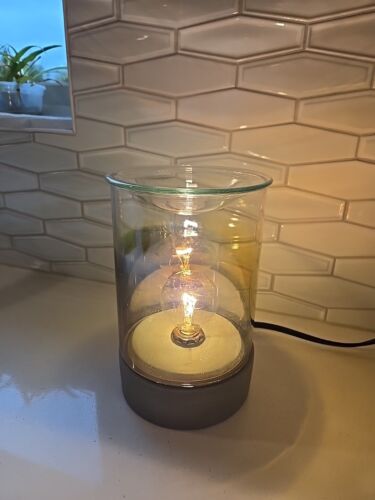Scentsy Parlor Lamp Shade Ombre Warmer And Stone Base w/ Edison Bulb  RETIRED - Picture 1 of 12