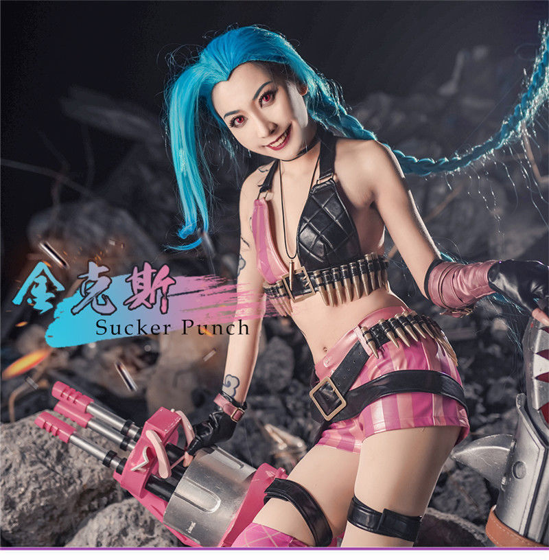 LOL Game Jinx Cosplay ADC Costume League of Legends Full Set PU