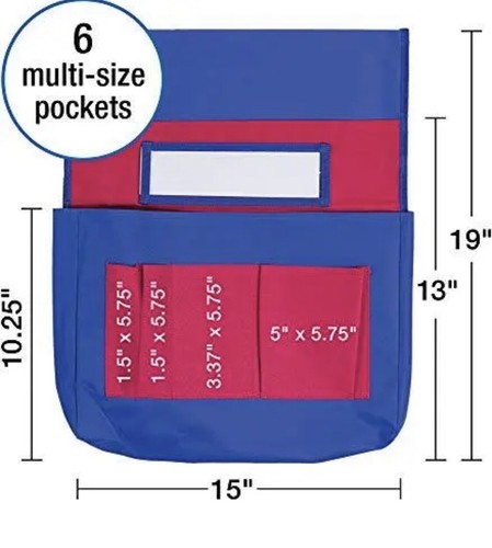 16 New Carson Dellosa Chairback Buddy Blue Red Canvas Class Room Daycare School - Picture 4 of 13
