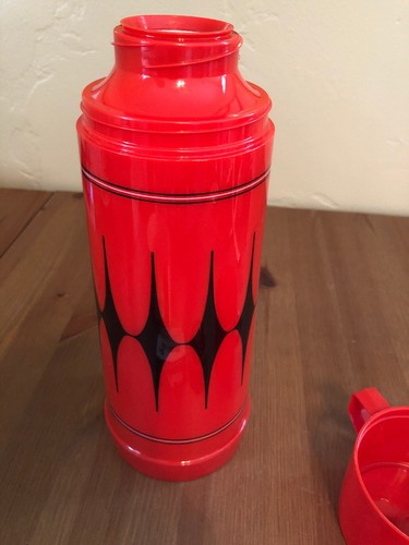 Vtg Aladdin Thermos 243 One Quart Red Black MCM New Mint USA - Picture 9 of 10