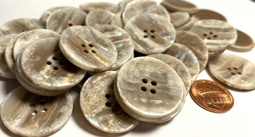 8 Vintage NOS Tan Multi-color Iridescent 4-hole Plastic Buttons 1" 25.6mm 13605 - Picture 2 of 6