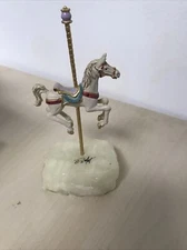 Vintage Tom Demott Horse Carousel Figurine Marble Brass Rhinestone Statue