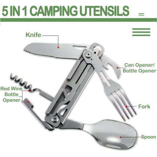 Camping Cookware Set Camping Survival Stove Pot Pans Kit Portable Mess Kit - Picture 3 of 27