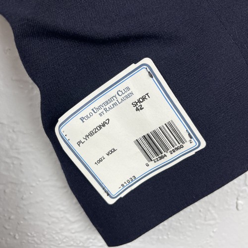 NUOVO Polo University Club Ralph Lauren Blazer Uomo Tinta Unita Navy Lana Blazer 42S Nuovo con etichette - Foto 12 di 24