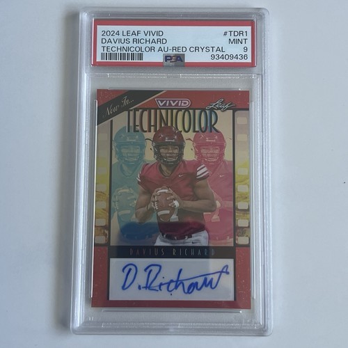 2024 Leaf Vivid Davius Richard Technicolor Red Auto Autograph #8/8 PSA 9