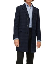  1395 Hugo boss Slim Fit Virgin Wool-Cashmere Overcoat Navy Size 38R