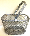 Vintage Aluminum Wire Basket with a Braided Handle 7" x 6.50"