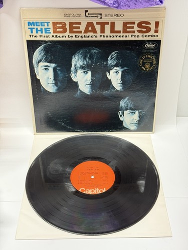 BEATLES Meet The Beatles! CAPITOL LP Orange Label Vinyl STEREO ST-2047 Very Good