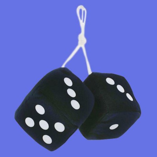 Fuzzy Dice BLACK 3" *NEW* 50's Style - Picture 2 of 3