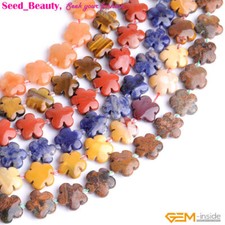 Natural Assorted Stone Flower Semi Precious Loose Beads For Jewelry Making Gift