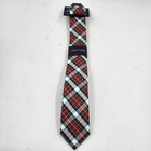 Tommy Hilfiger Holiday Tartan Tie Boys Red Multi Bar Tack Keeper Loop~