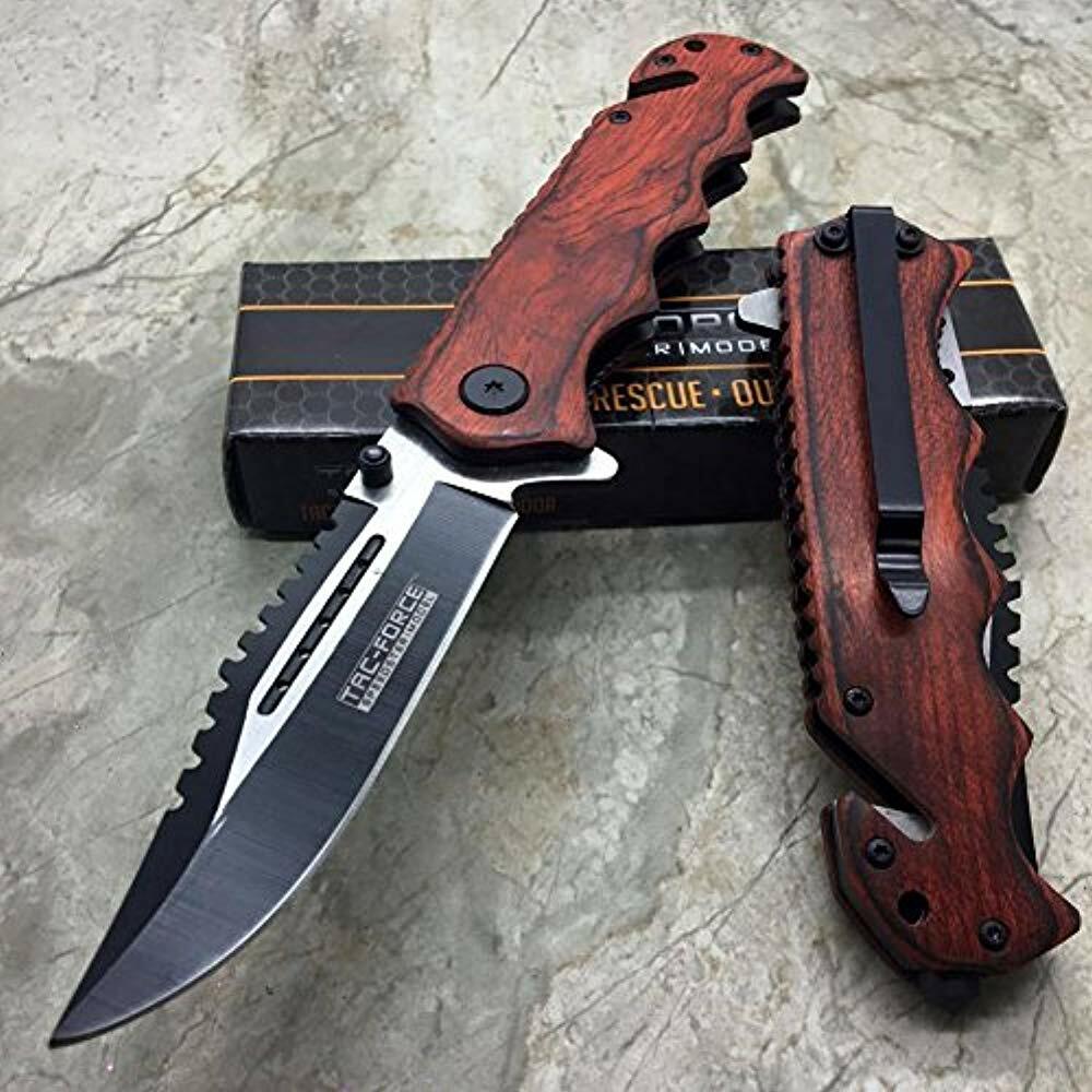 Tac Force G'Store Vintage Wooden Handle Pocket Hunting Tactical Handy Knife " - Picture 3 of 5