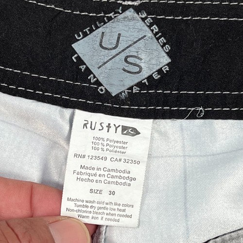 Rusty Shorts Mens 30 Waist Gray Plaid Hybrid Casual Beach Swim Surf 9 Inseam - Picture 4 of 11