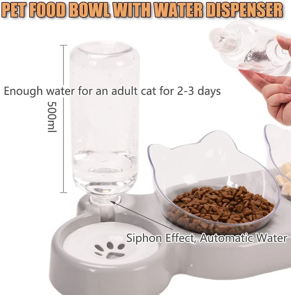 Futternapf Haustier Katze Hund 3 in 1 mit Wasserspender Wassernapf Napf B160 - Bild 3 von 4
