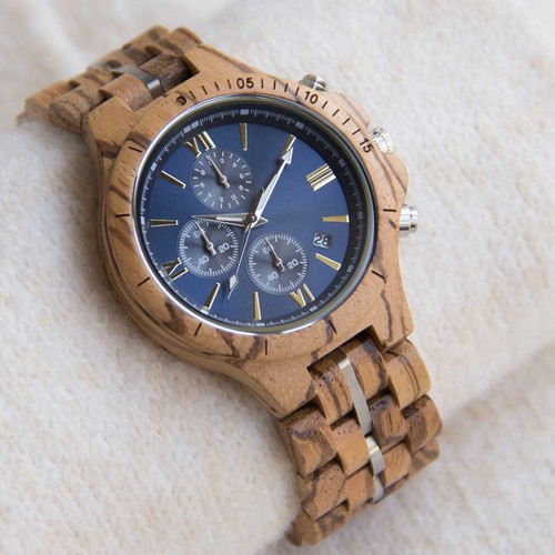Men's Wood Watch Handmade Chronograph Wooden Watch Gift to Men - Picture 3 of 12