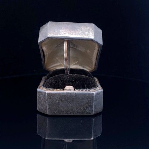 Vintage Sterling Silver EMPTY Jewelry Ring Box Engagement Rectangle Black Velvet - Picture 16 of 16