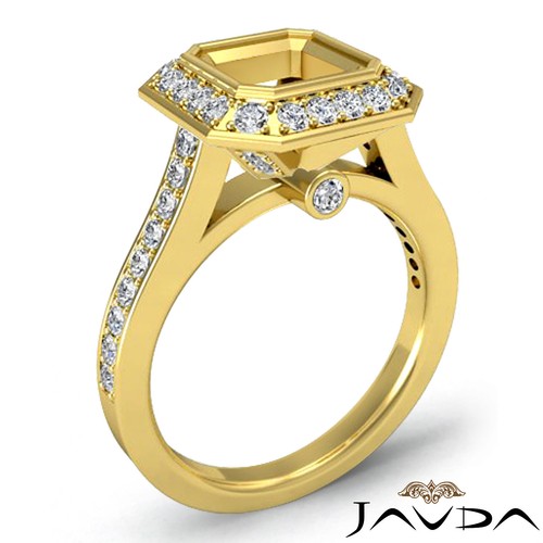 Asscher Shape Semi Mount Diamond Engagement VS1-VS2 Ring 18k Yellow Gold 0.5Ctw - Picture 2 of 6