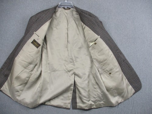 Vintage Paul Stuart Sport Coat Blazer Mens 45 Long Brown Houndstooth Wool 90s - Picture 7 of 13