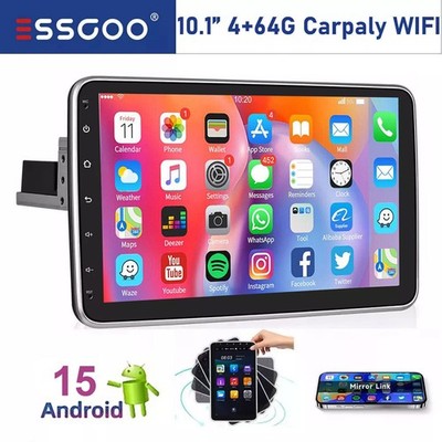 Single 1 DIN 360° Rotatable Android 15 Car Stereo Radio Touch Screen GPS 4G+64G