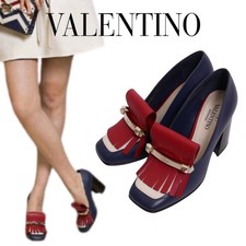 Valentino Vintage Shoes Rock Studs Fringe Chunky Heel Loafers Size 35.5 From JP-