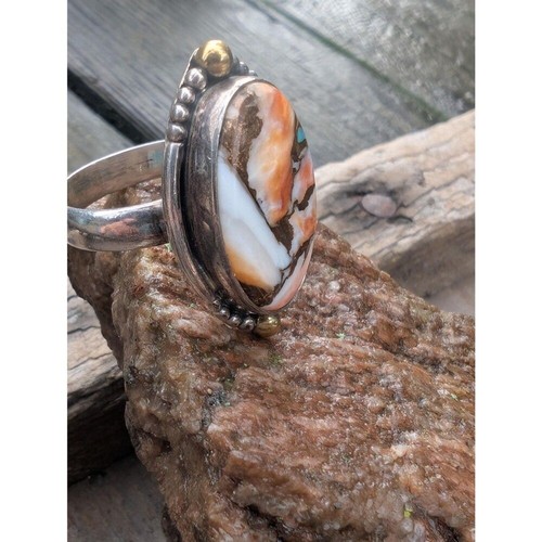 Anillo turquesa ostra esterlina vintage: regalo de joyería del suroeste - Imagen 5 de 15