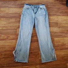 Rewash Junior's 7/28 High Rise Vintage Reunion Straight Leg Light Wash Jeans