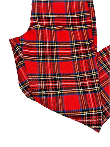 "Pantalones a cuadros H&M rojos, negros, azules y amarillos talla 6 29"" pierna cónica usados en excelente estado" - Imagen 4 de 13