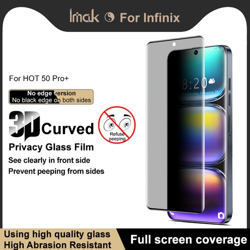 For Infinix Hot 50 Pro+, imak Privacy No Peeping Tempered Glass Screen Protector - Picture 1 of 9