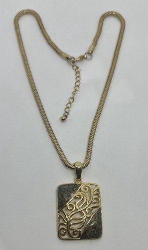 KC Designs Gold Tone Brown Enamel Filigree Snake Chain 16" Necklace - Picture 3 of 4