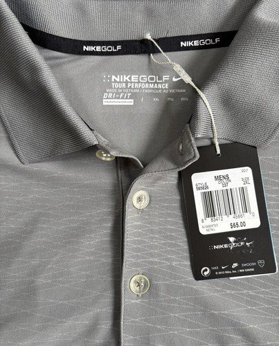 NWT Nike Golf Shirt Mens Tour Performance Dri Fit XL Gray Short Sleeve Polo New