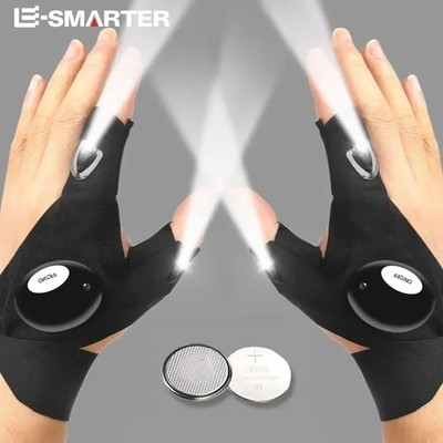 LED Half Finger Glove for Men Women Outdoor Waterproof Night Fishing Baitcycling