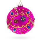 Bright Fuchsia with Glitter and Gems Glass Ball Ornament
