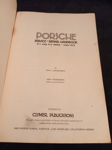 Clymer Porsche Service and Repair Handbook 911 and 912 Series 1965-1972 - Picture 3 of 8